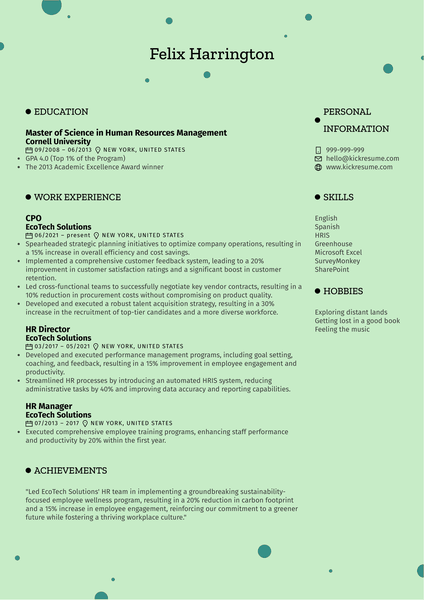 CPO Resume Sample