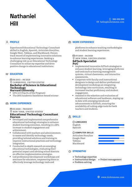 Educational Technology Consultant Resume Sample
