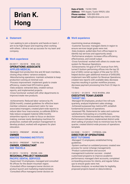 Healthcare Business Manager Resume Sample