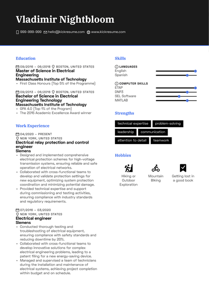 Electrical Relay Protection and Control Engineer Resume Sample