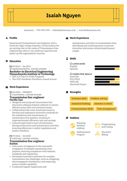 Transmission Line Engineer Resume Sample