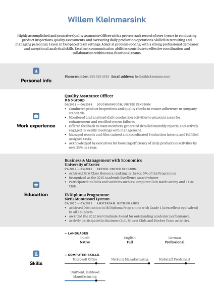 Sales Officer Resume Sample