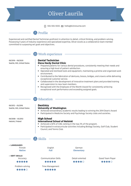 Dental Technician Resume Example
