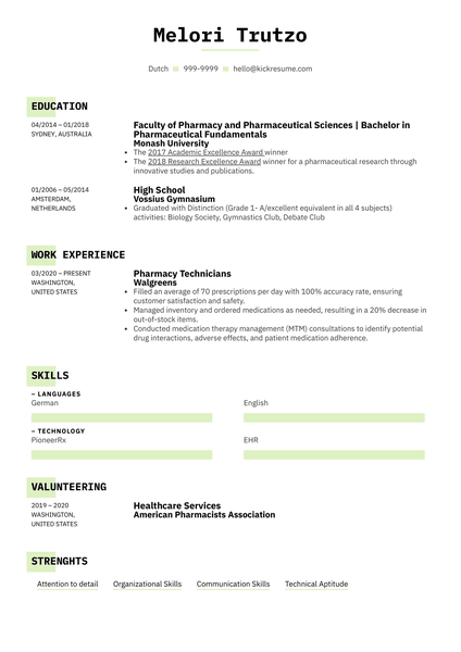 Pharmacy Technician Resume Sample