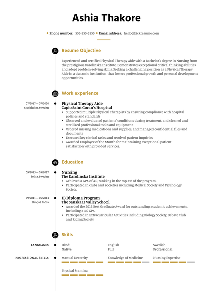 Free Physical Therapy Aide Resume Example