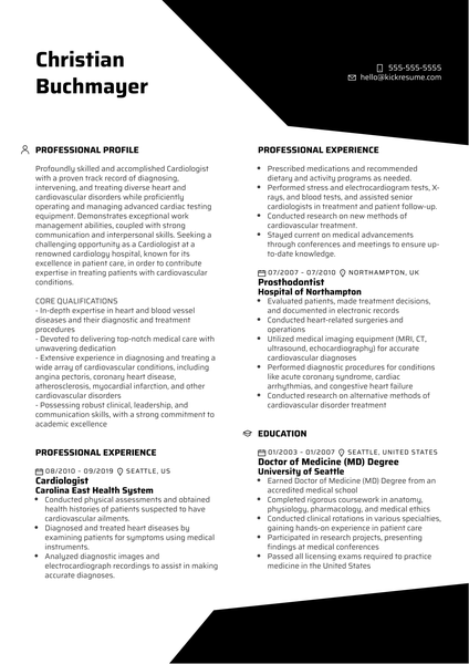 Cardiologist Resume Sample