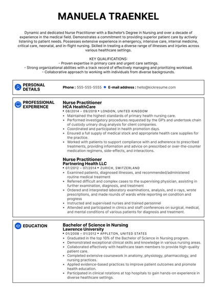 Nurse Practitioner Resume Example