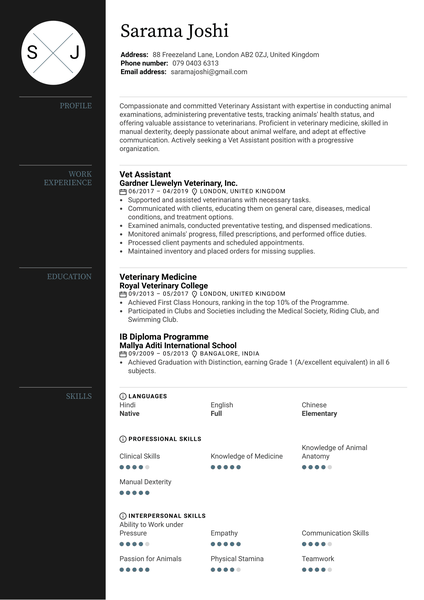 Vet Assistant Resume Template