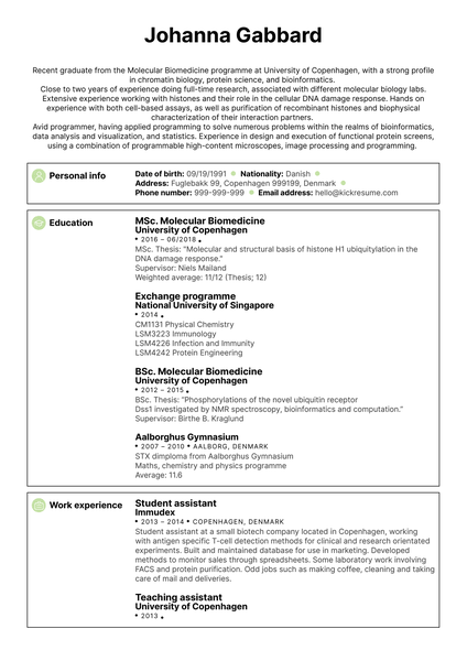 University Biomedical Researcher Resume Sample