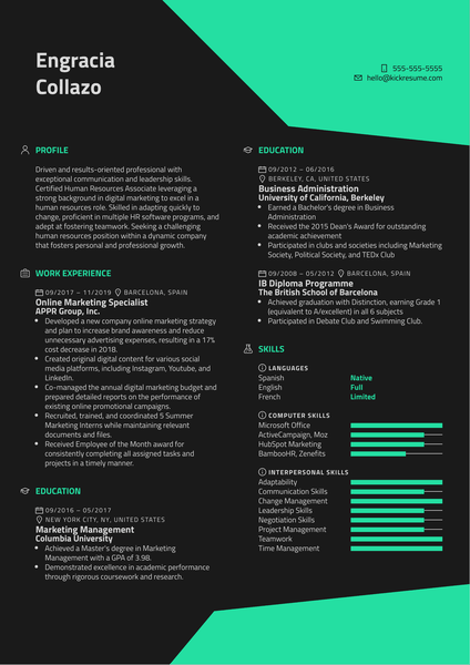 Career Change Resume Example