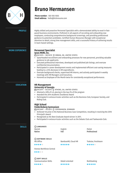 Experienced Software Developer CV Example