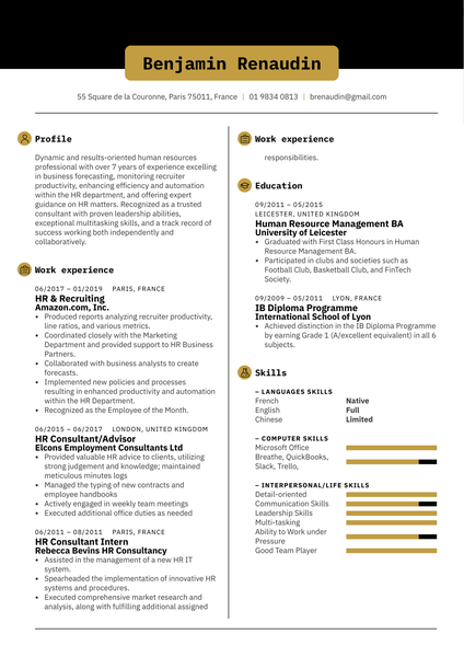 Original Back-end Developer Resume Sample