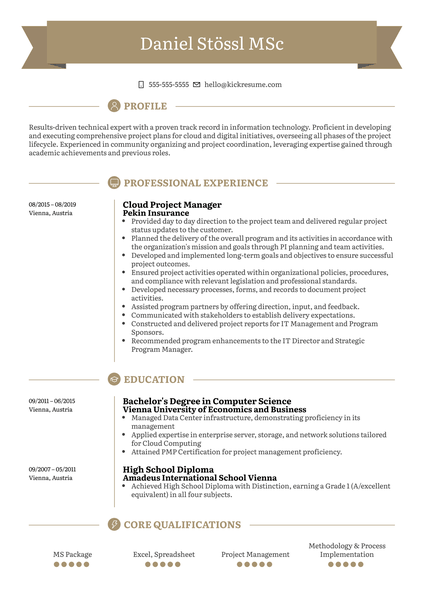 Cloud Project Manager Resume Sample