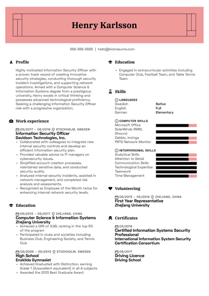 Intern at People in Need Resume Sample