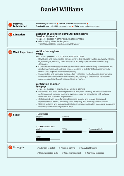 Verification engineer Resume Sample