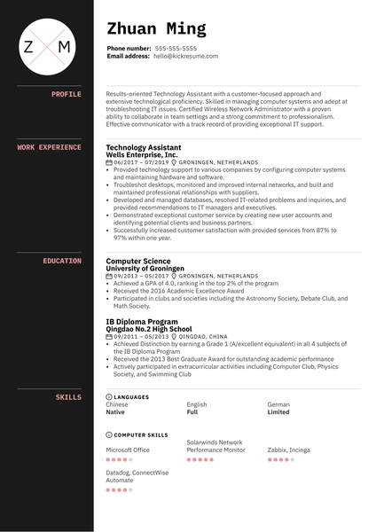 Technology Assistant Resume Sample