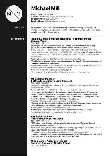 Management Trainee Resume Example