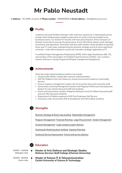 Senior Project Manager Resume Sample
