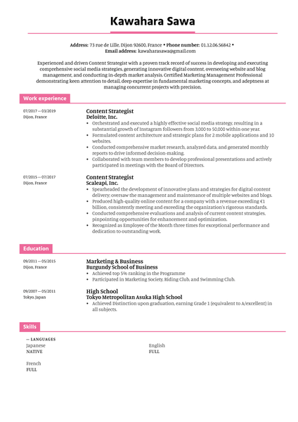 UX Designer Resume Example