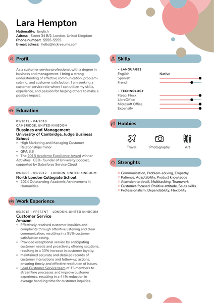 Customer Service Resume Sample