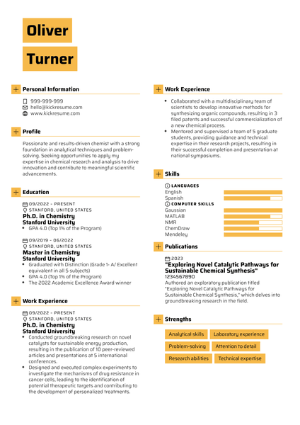 Chemist Resume Sample