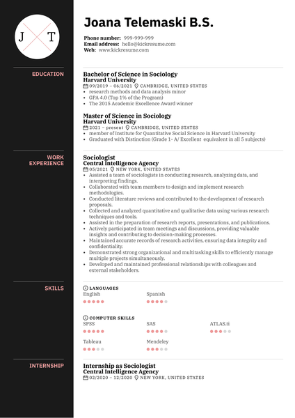 Sociologist Resume Sample
