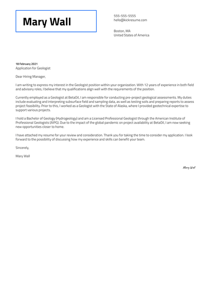 EHS Coordinator Cover Letter Sample