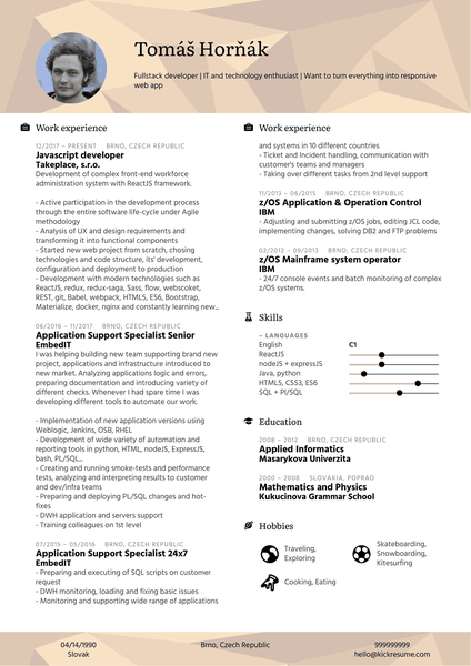 Takeplace Java Script Web Developer Resume Example