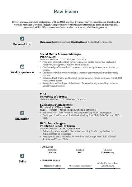 MBA Modern Resume Template