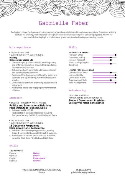 Fresher Resume Sample