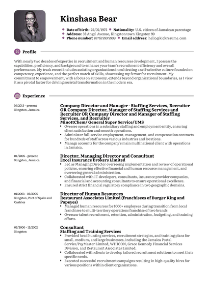 Human Resources Officer, Consultant Resume Sample