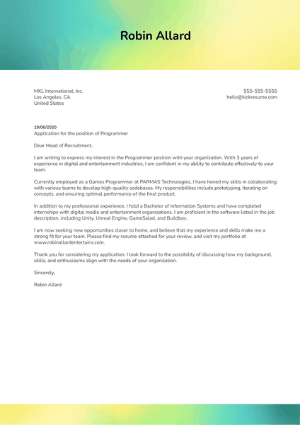 Digital Imaging Specialist Cover Letter Template