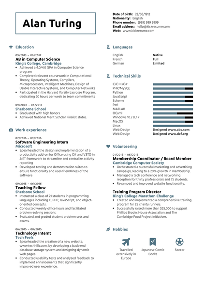 Student Resume Computer Science