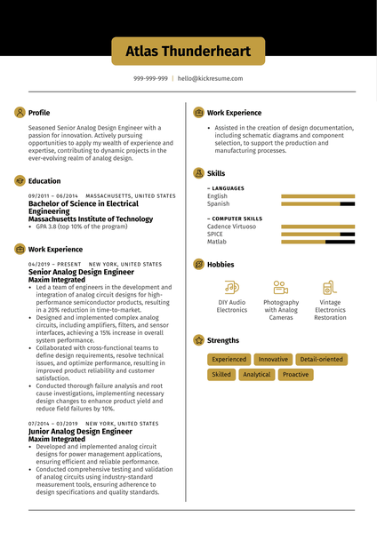Senior Analog Design Engineer Resume Sample