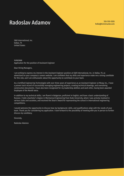 No Work Experience Cover Letter Template