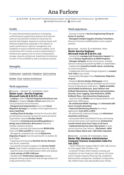 Senior Solution Architect at Amazon CV Sample