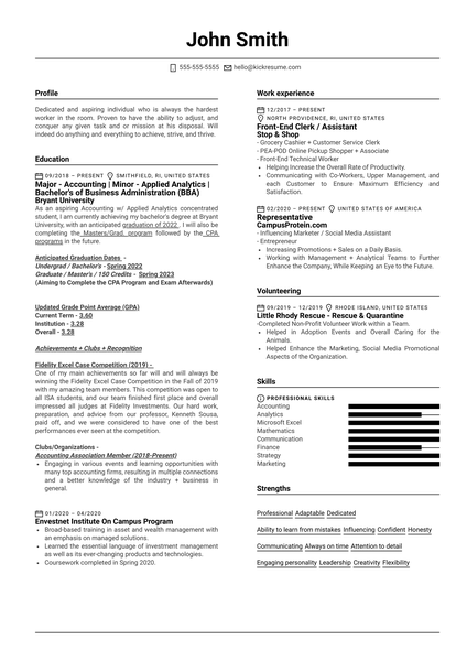 Front End Assistant at Stop & Shop Resume Sample