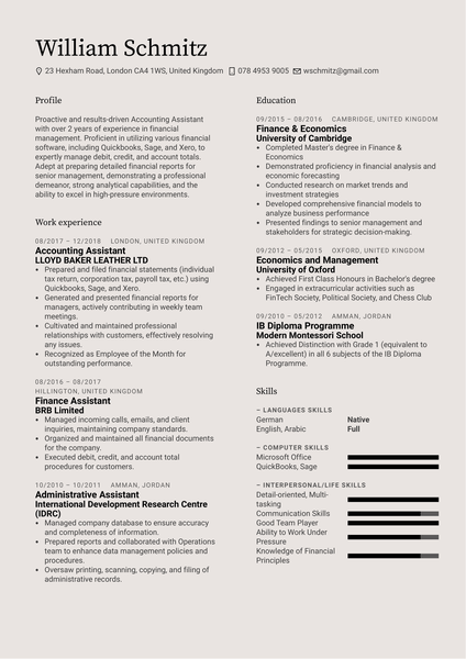 Accounting Assistant Resume Template