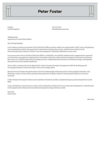 CDO Cover Letter Example