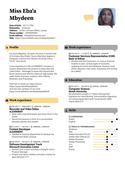 Video Editor Resume Example