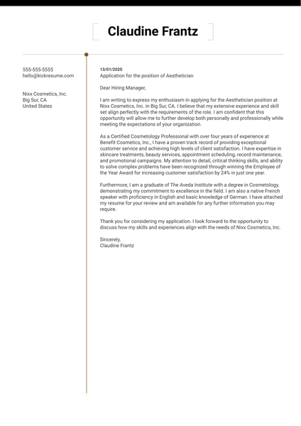 Recreation Manager Cover Letter Template