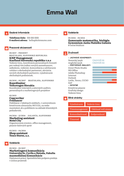 Manager at Kaufland Resume Sample [SK]