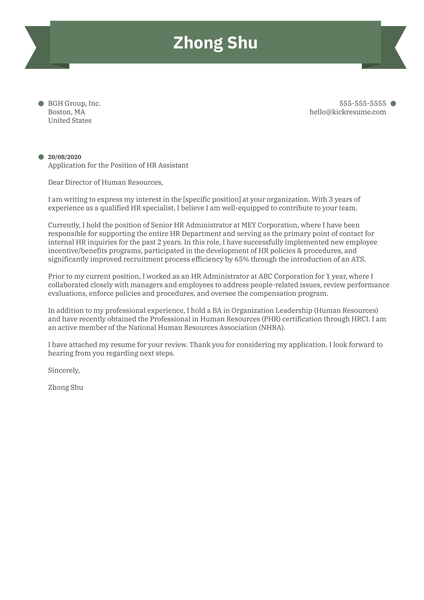 Human Resources Cover Letter Sample