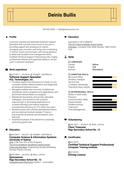 Software Support Specialist Resume Sample