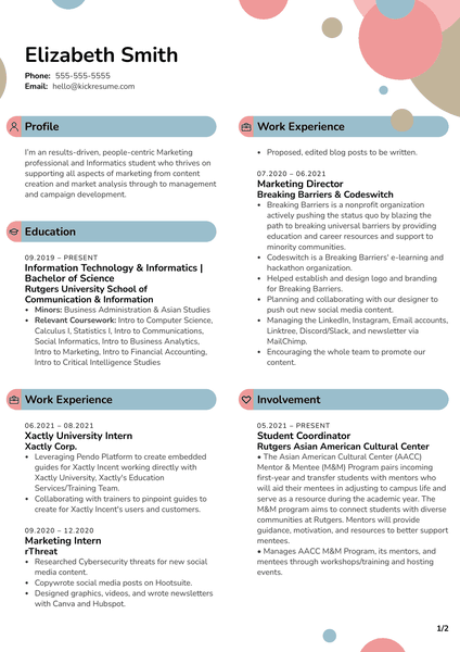 Intern at Xactly Corporation Resume Sample