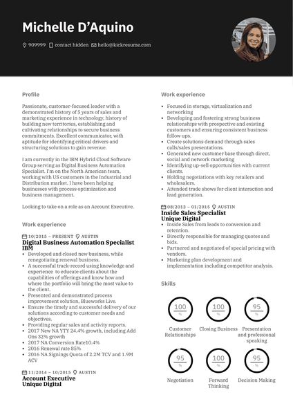 Google Account Executive Resume Sample