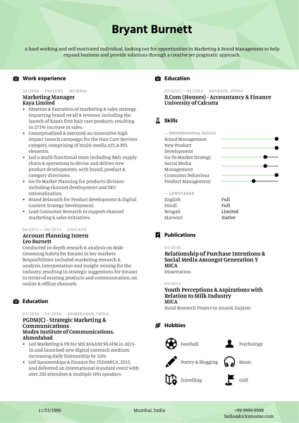 Marketing and Brand Manager Resume Example