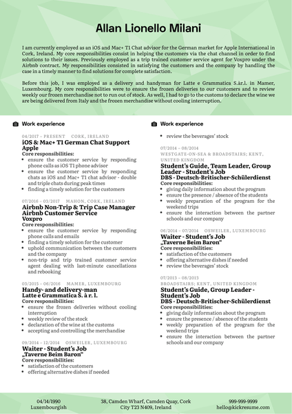 Apple Customer Support Resume Example