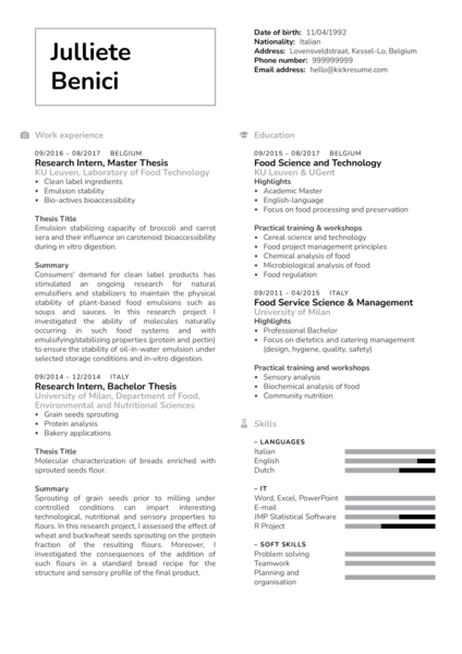 Quality Control Project Technician CV Example