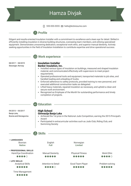 Plumber Resume Sample